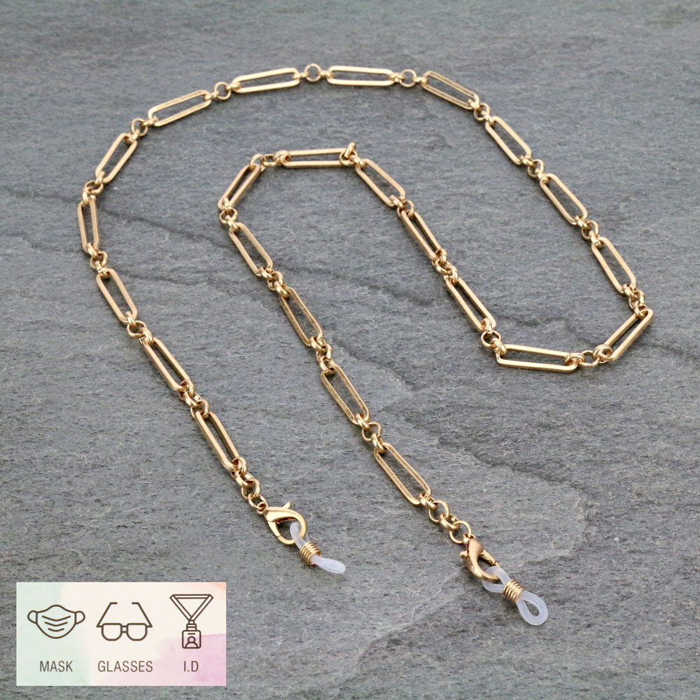 28" Clip Shape Metal Chain ID Card and Glass Holder Strap