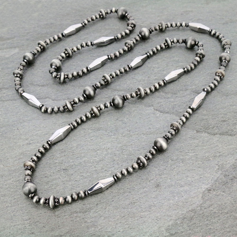 Navajo Style Pearl 48" Long Necklace