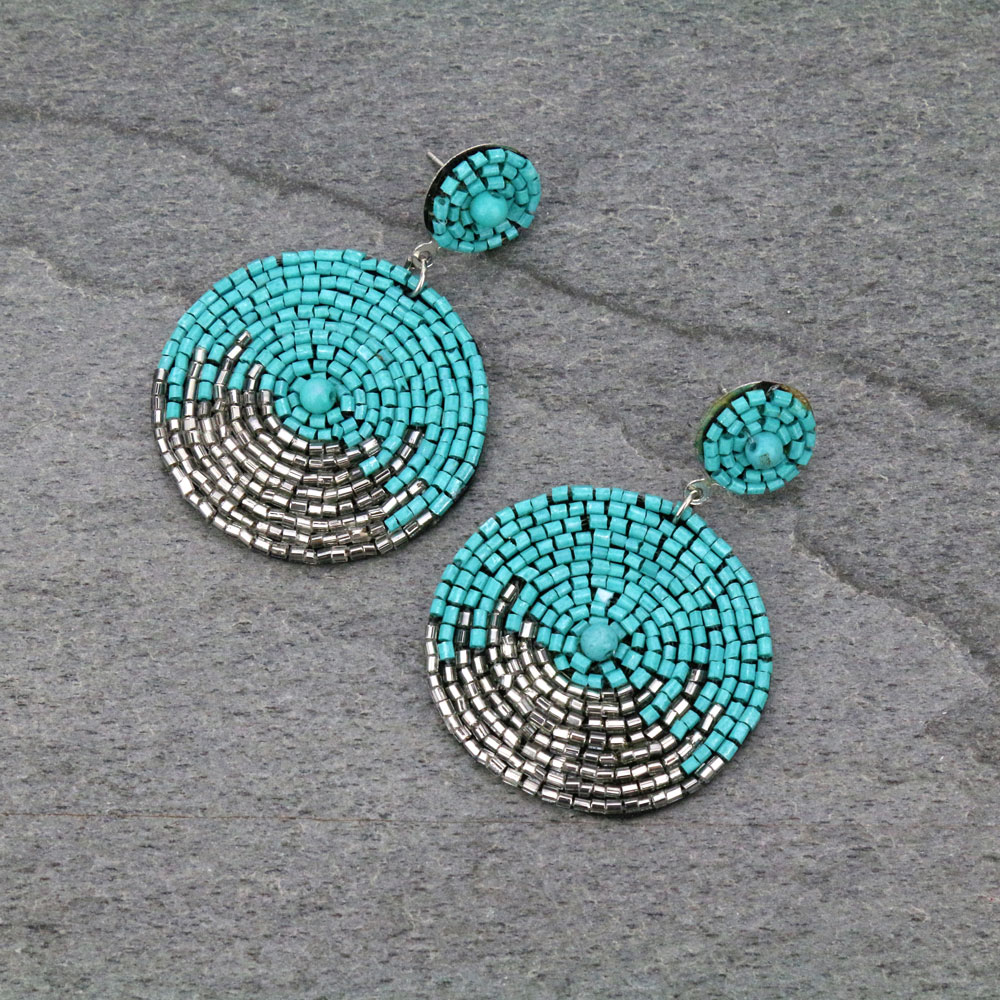 Seed Beaded Round Stud Earrings