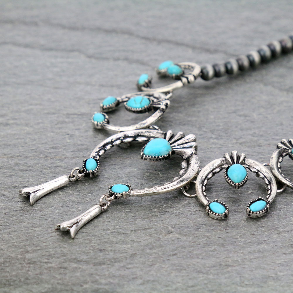 Western Semi Stone Squash Blossom Necklace Set - Image 3