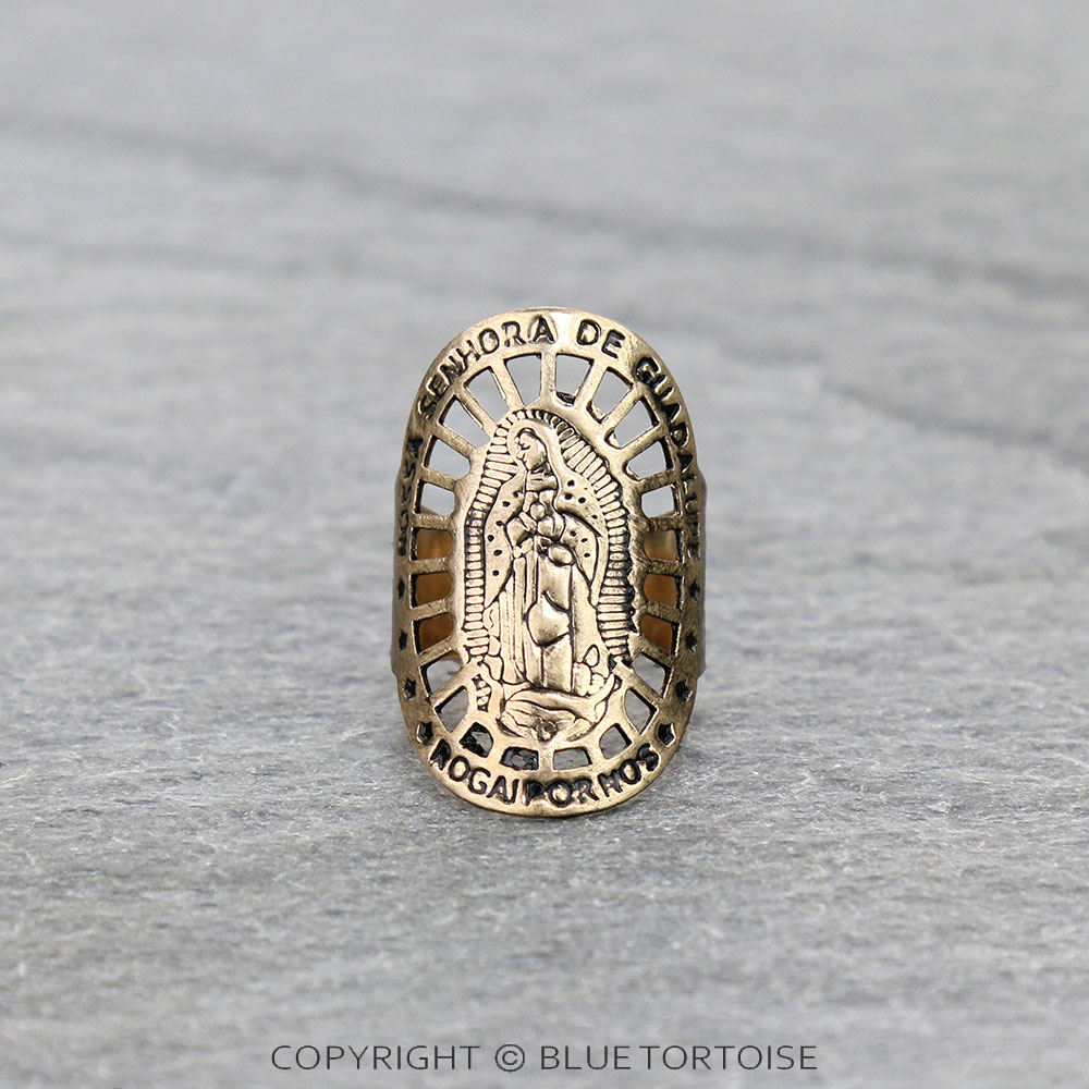 Lady Guadalupe Design Metal Cuff Ring