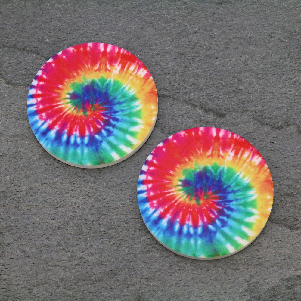 Tie Dye Absorbent Ceramic Car Coasters