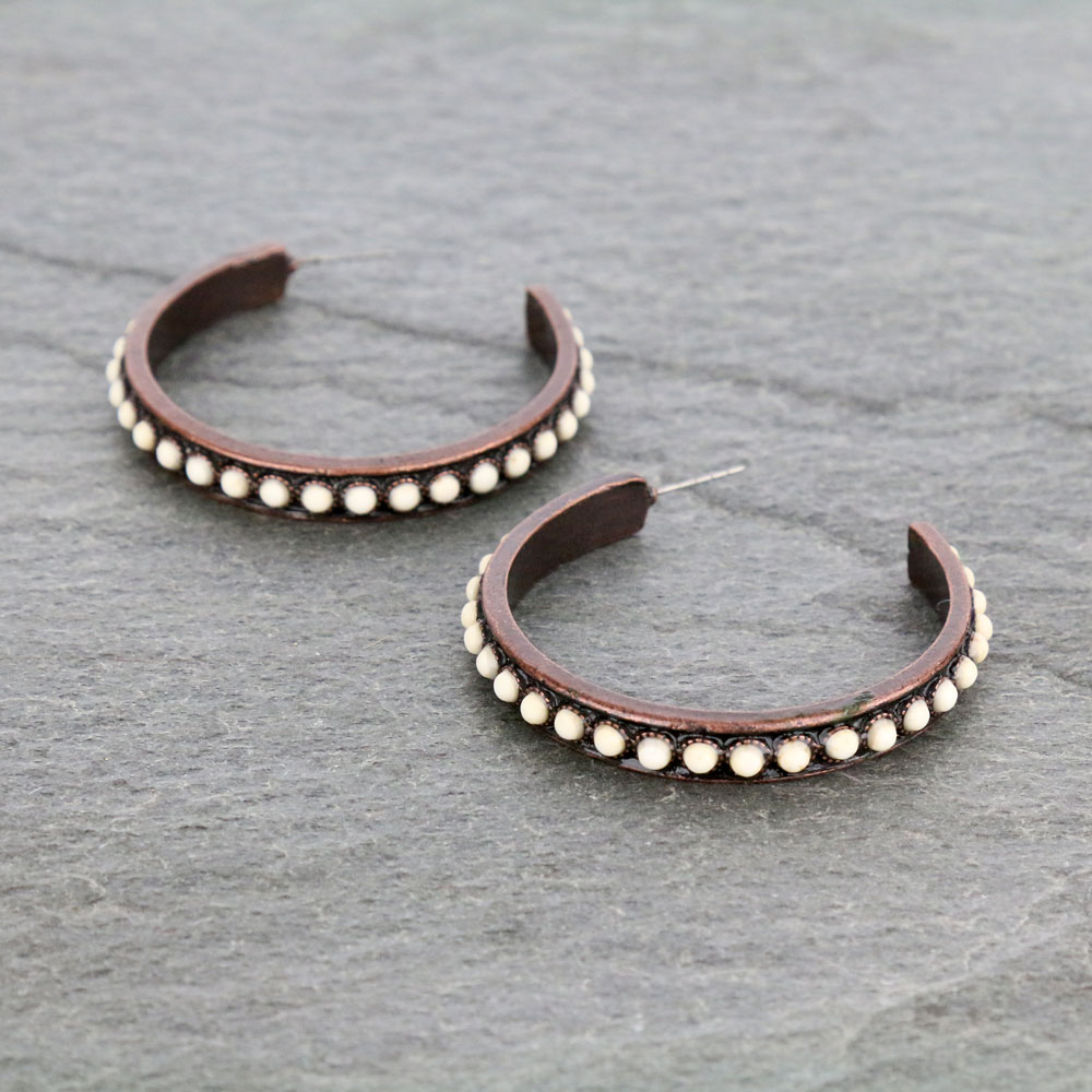 Western Stone Hoop Earrings