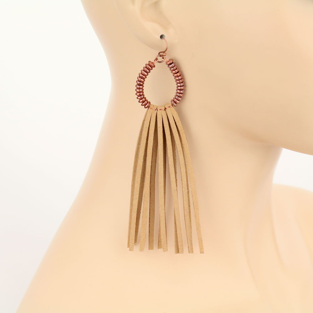 Teardrop Metal Tassel Dangle Earrings - Image 2