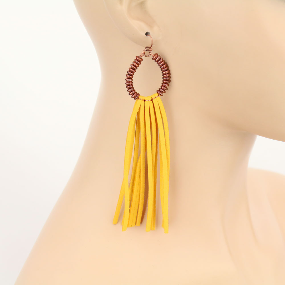 Teardrop Metal Tassel Dangle Earrings - Image 2