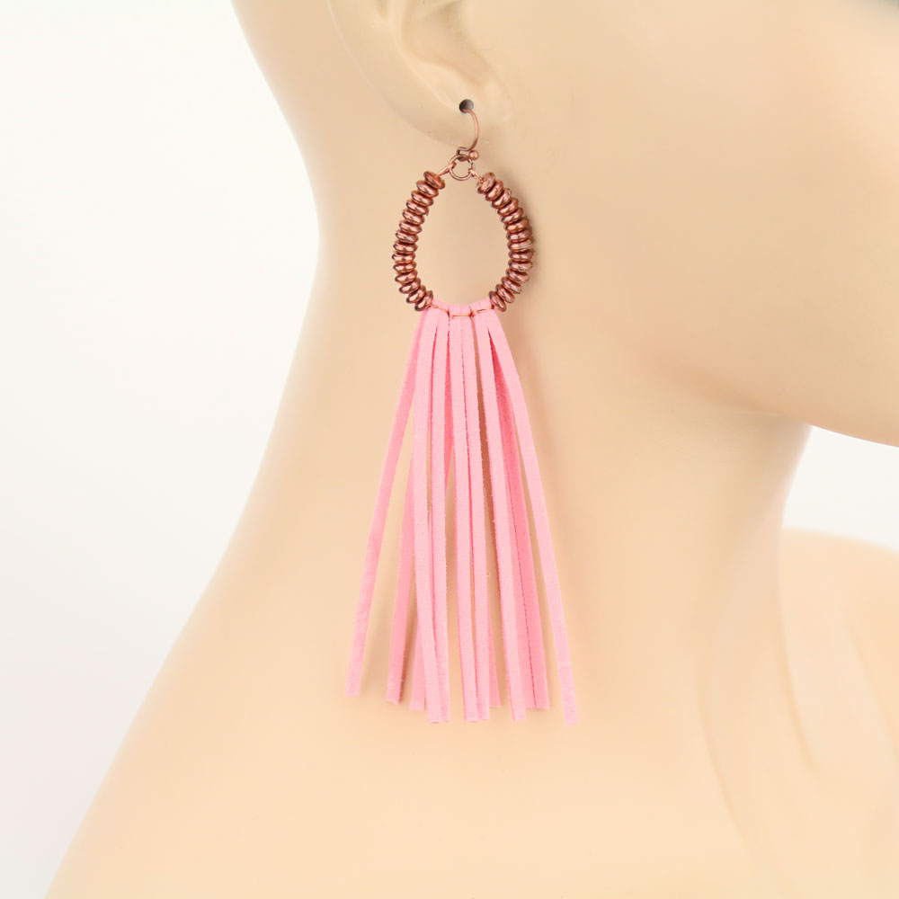 Teardrop Metal Tassel Dangle Earrings - Image 2
