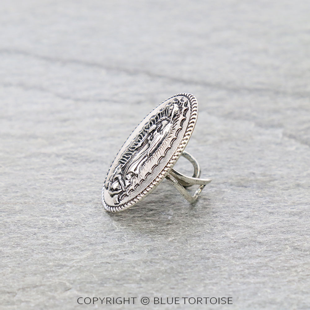 Lady Guadalupe Design Metal Cuff Ring - Image 2