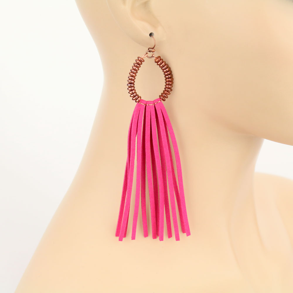 Teardrop Metal Tassel Dangle Earrings - Image 2