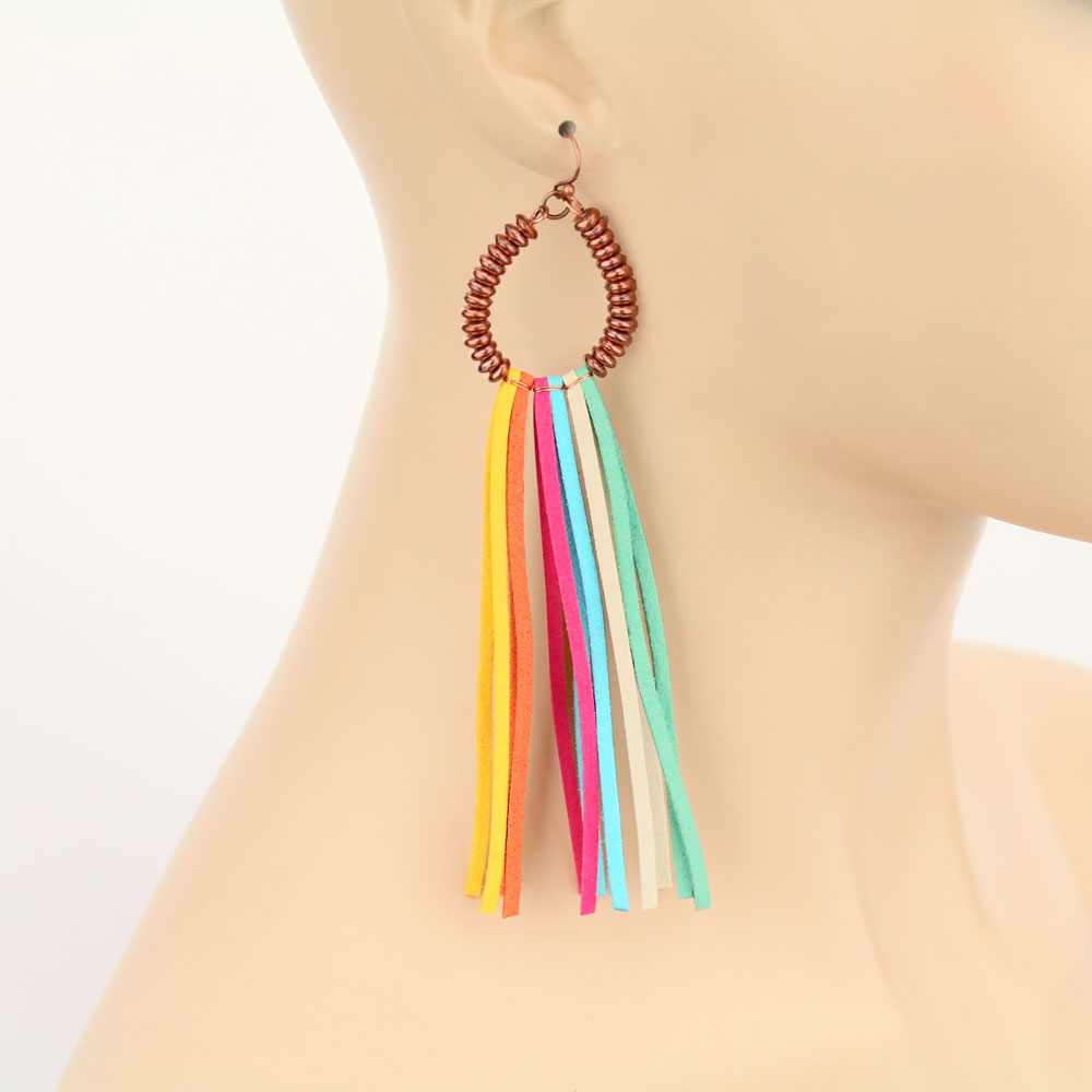 Teardrop Metal Tassel Dangle Earrings - Image 2