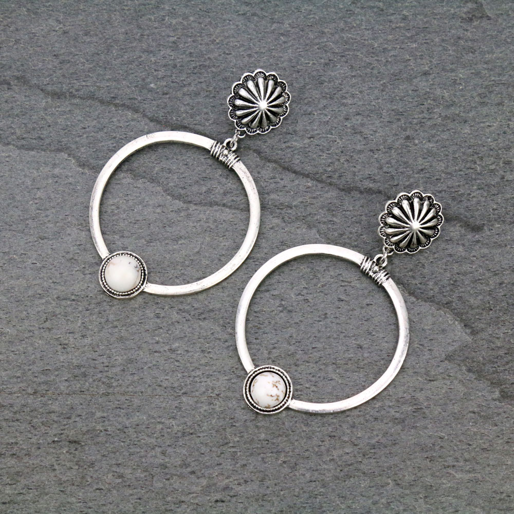 Natural White Stone Post Earrings