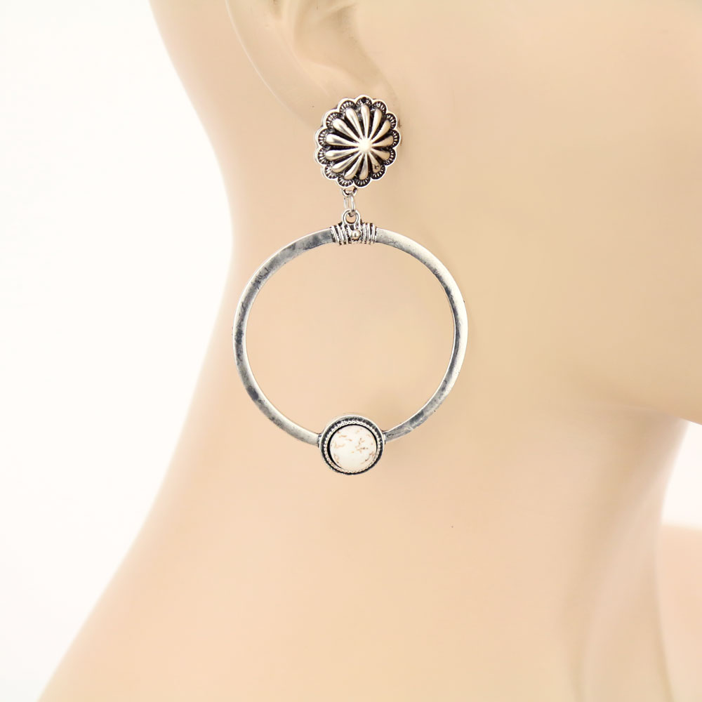Natural White Stone Post Earrings - Image 2