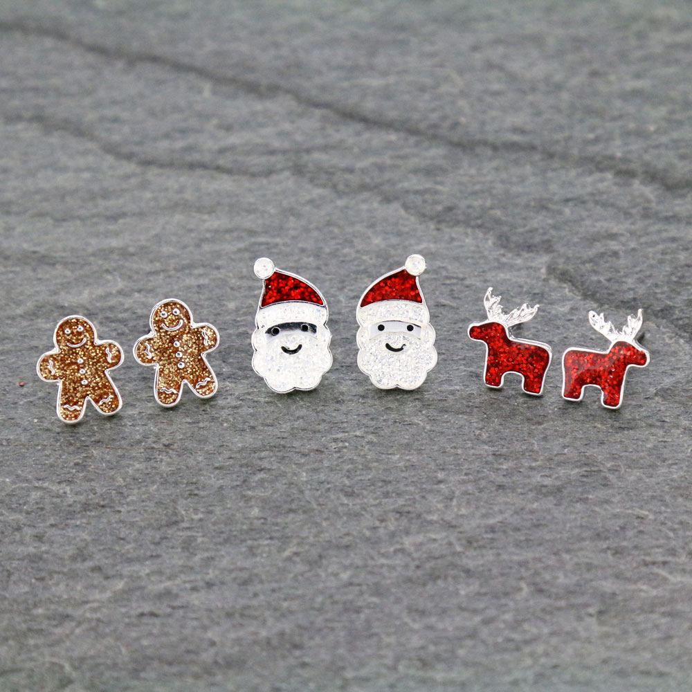 Christmas 3 pair Epoxy Earring Set