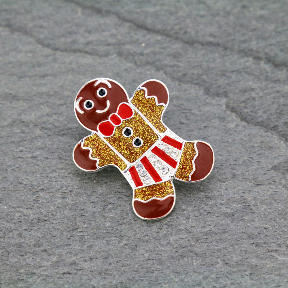 Christmas Glitter Epoxy Gingerbread Brooch Pin