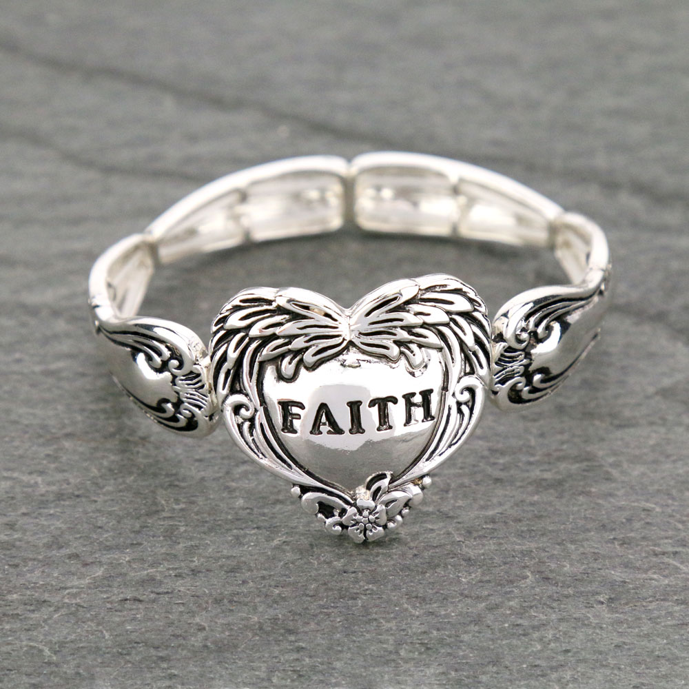 Inspiration "Faith" Spoon with Heart Stretch Bracelet