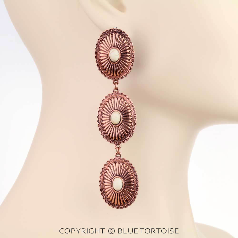 Western Concho Drop Stud Earrings - Image 2