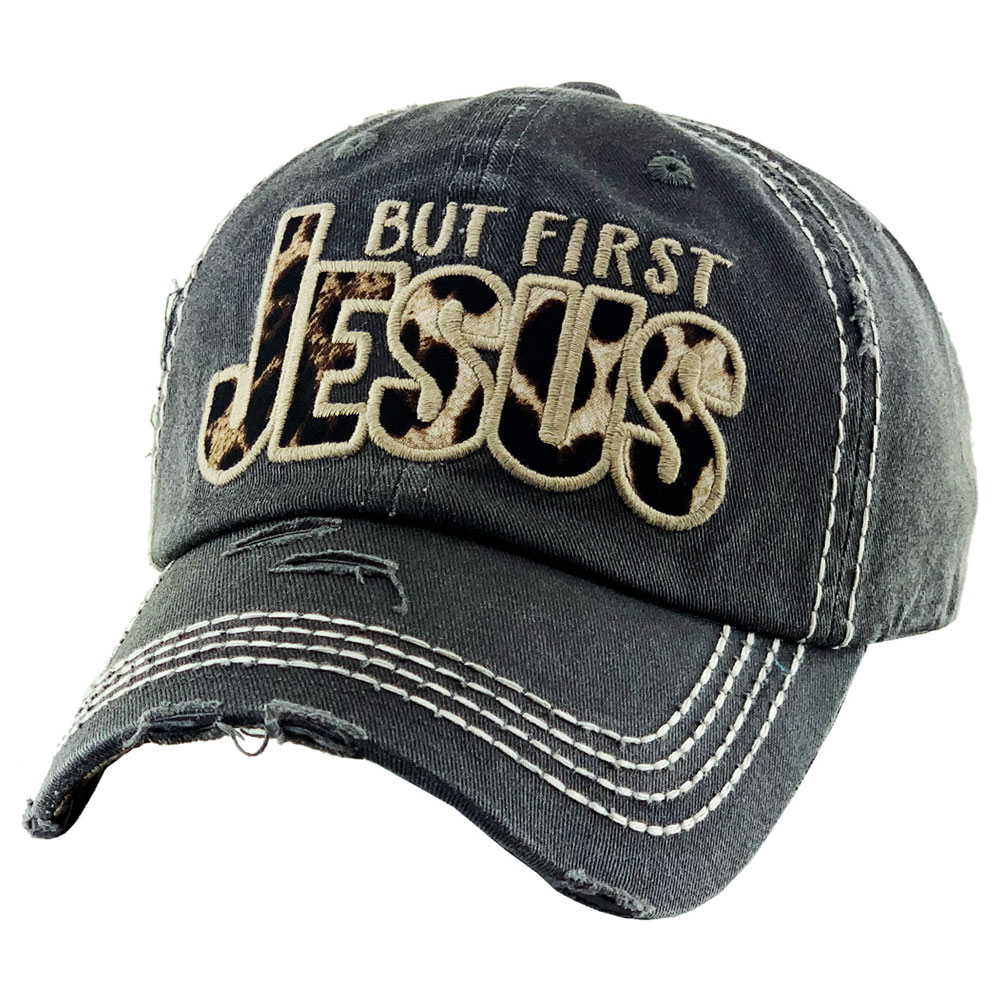 "BUT FIRST JESUS" Washed Vintage Ball Cap - Image 3