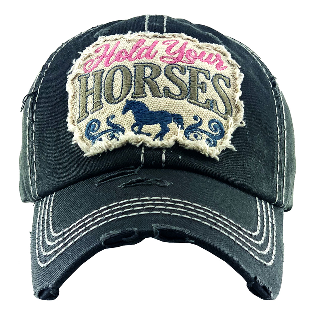 "HOLD YOUR HORSES" Washed Vintage Ball Cap