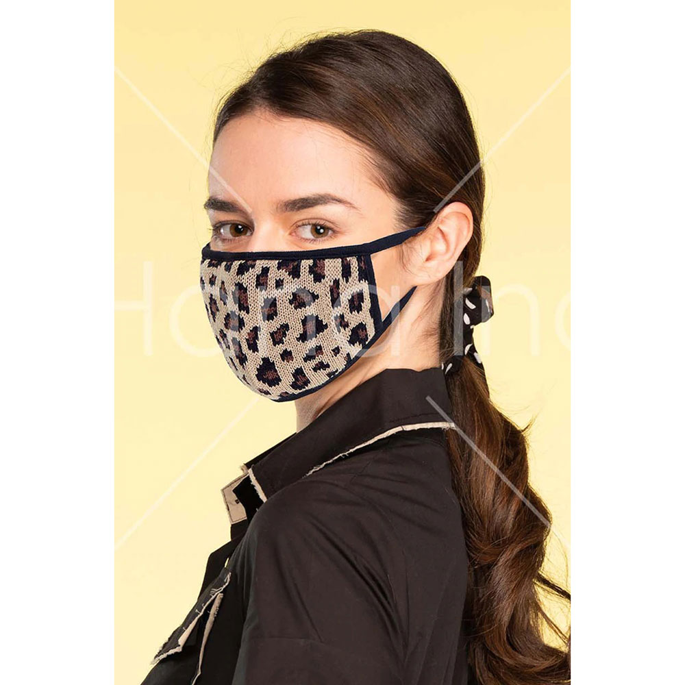 C.C Leopard Knit Mask with Filter Pocket - Image 2