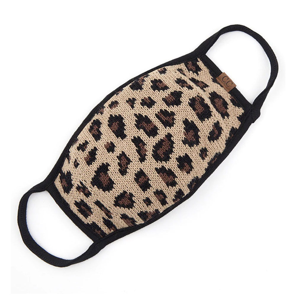 C.C Leopard Knit Mask with Filter Pocket
