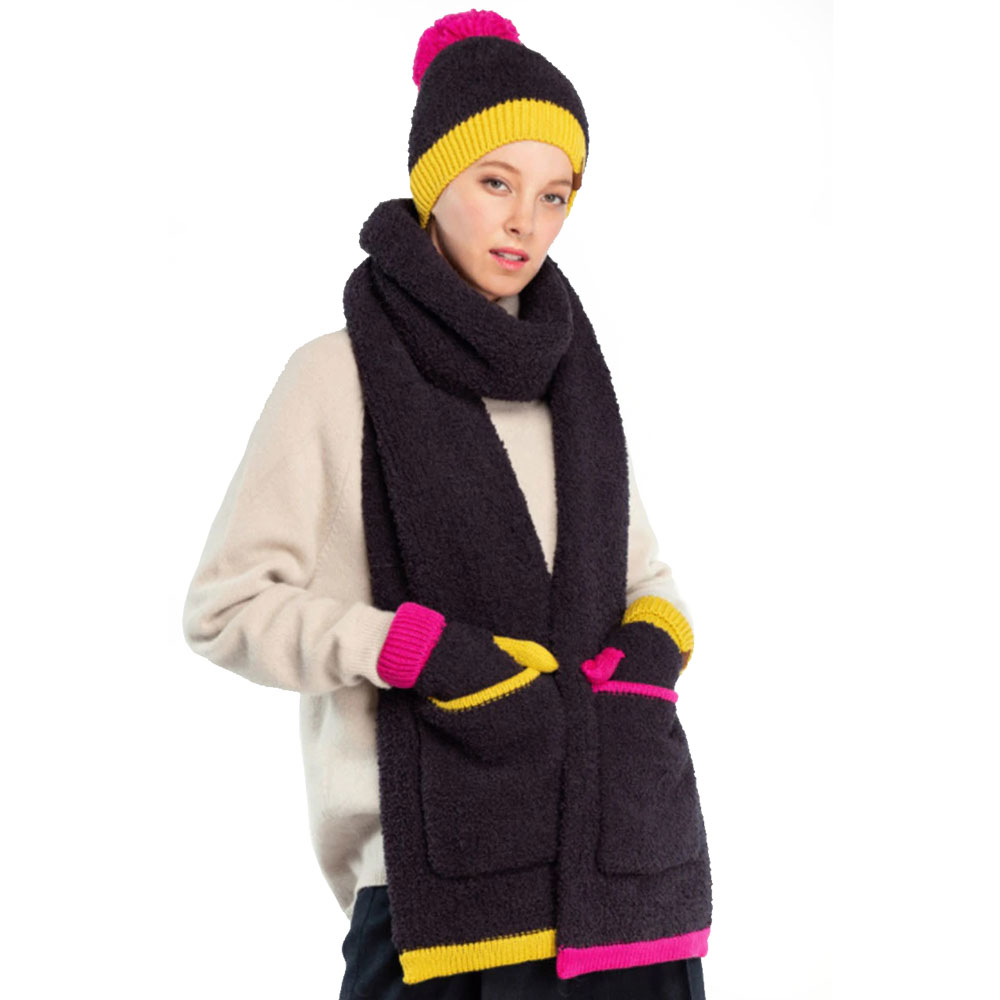C.C Sherpa Beanie with Contrasting Colors - Image 2