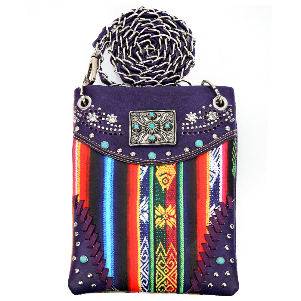 Western Turquoise Accent with Faux Leather Crossbody Bag