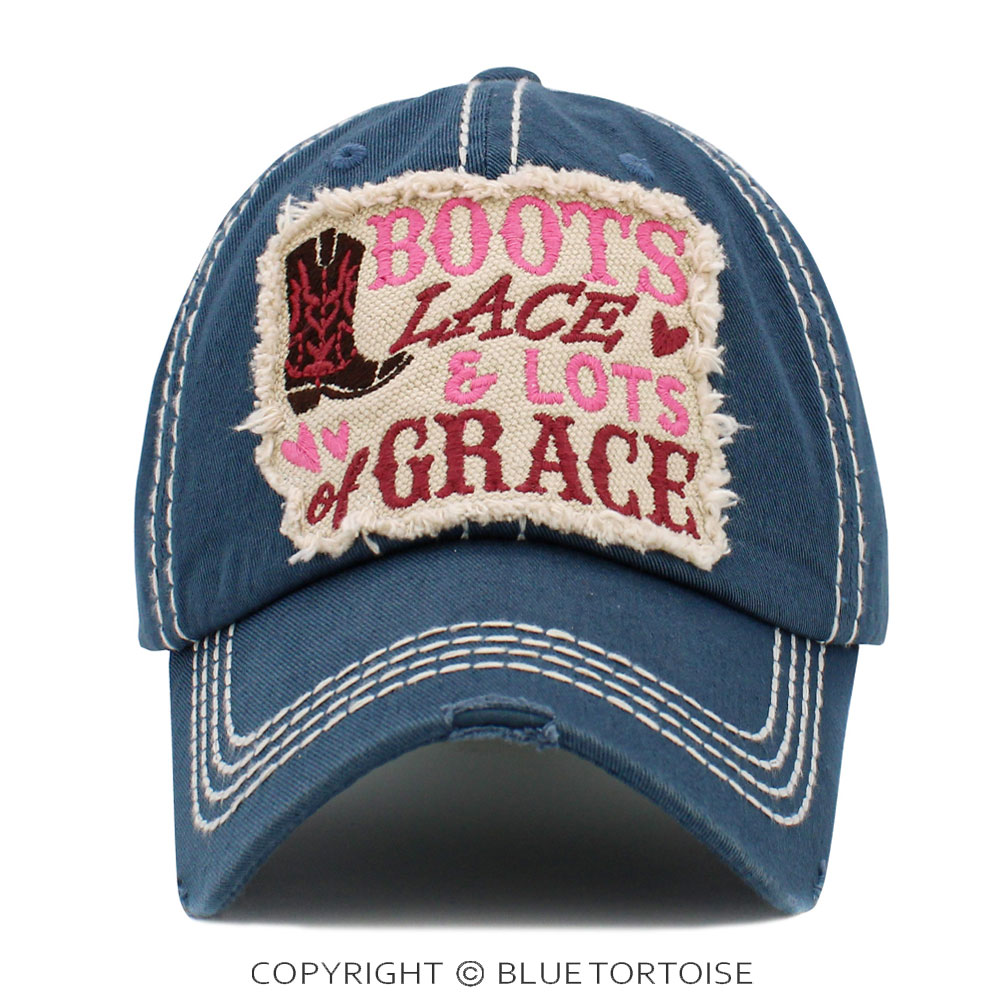 "Boots Lace and Lots of Grace" Washed Vintage Ball Cap