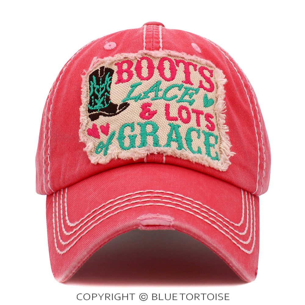 "Boots Lace and Lots of Grace" Washed Vintage Ball Cap