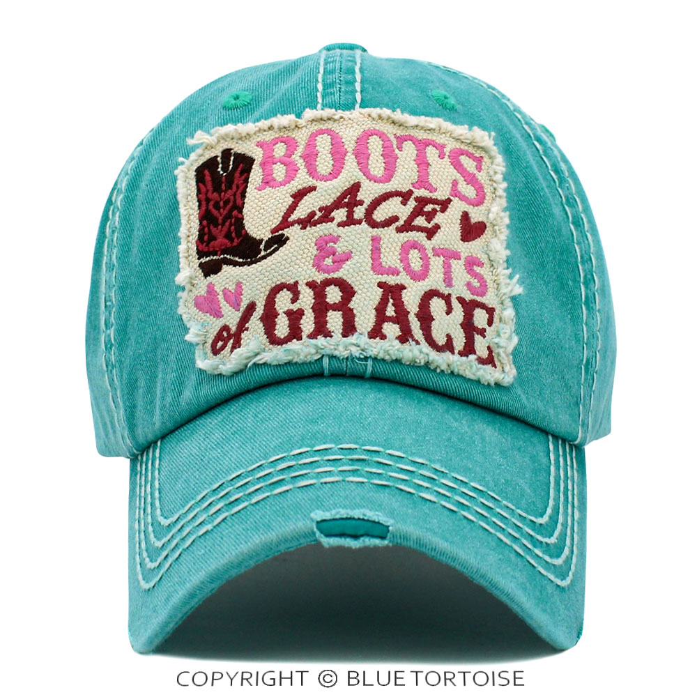 "Boots Lace and Lots of Grace" Washed Vintage Ball Cap