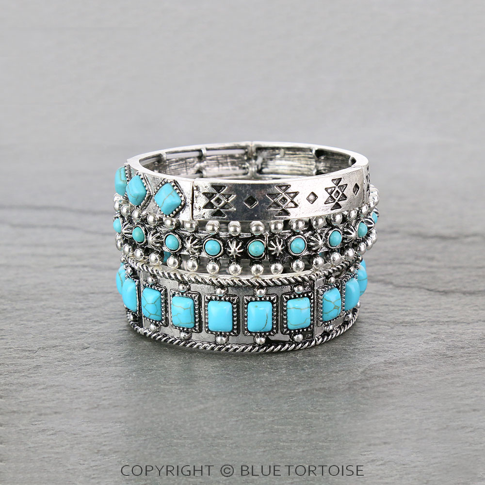 Western Design Stone Stackable Bracelets - Image 2