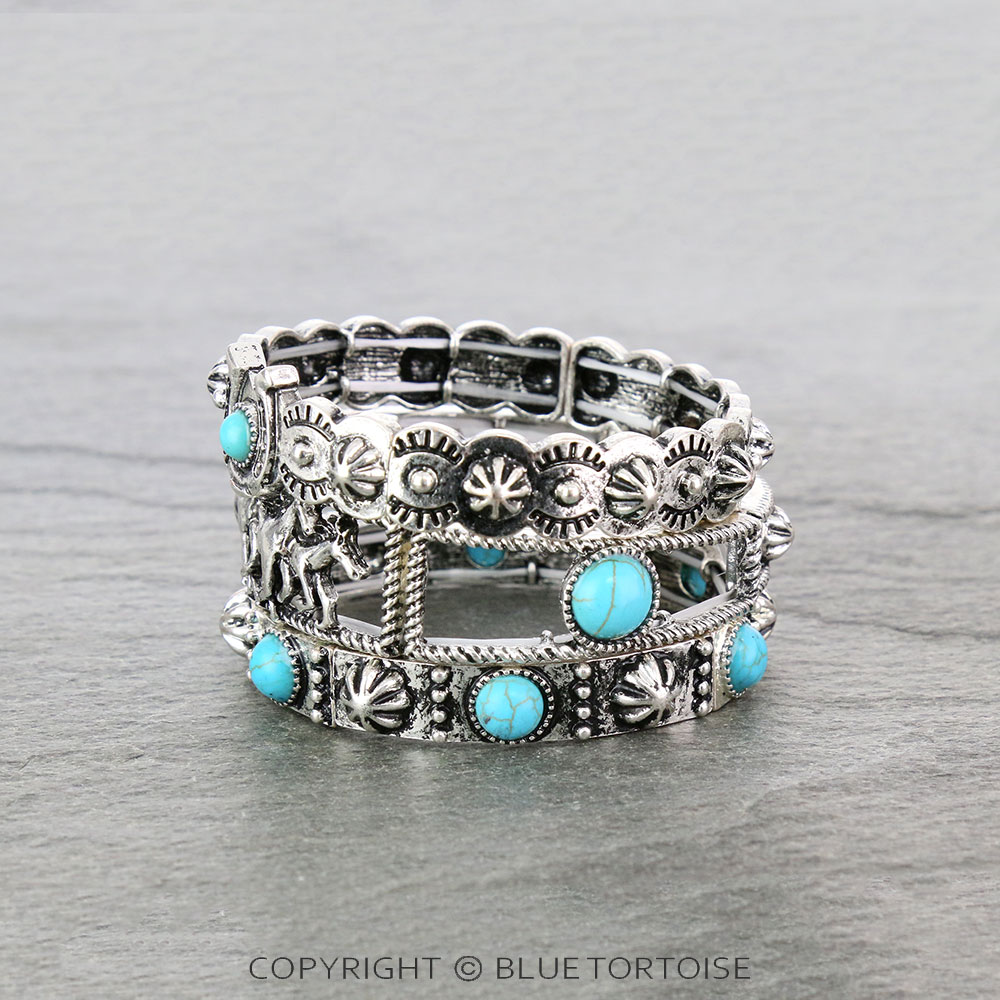 Western Design Stone Stackable Bracelets - Image 2