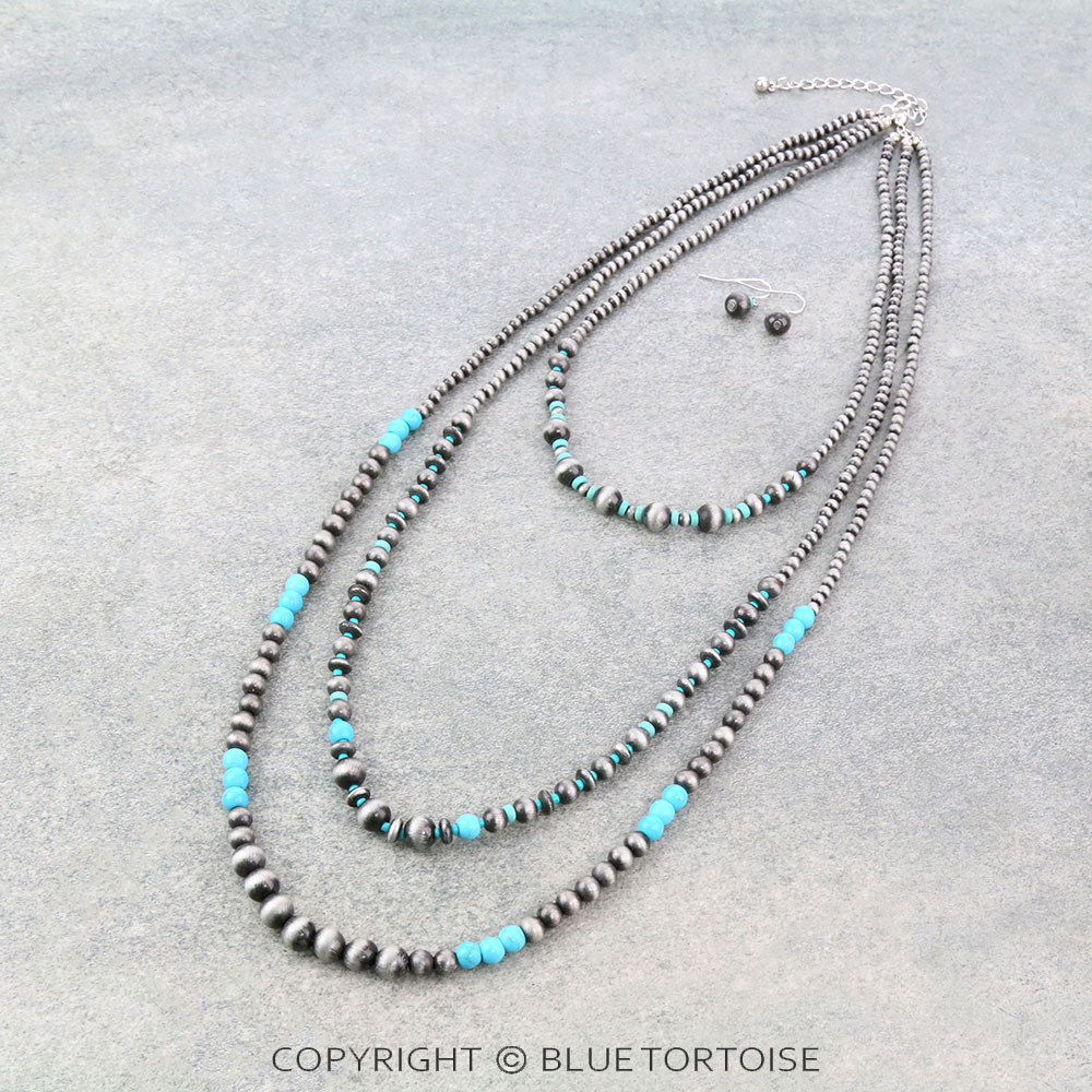 Multi Layered Navajo Style Pearl Necklace Set