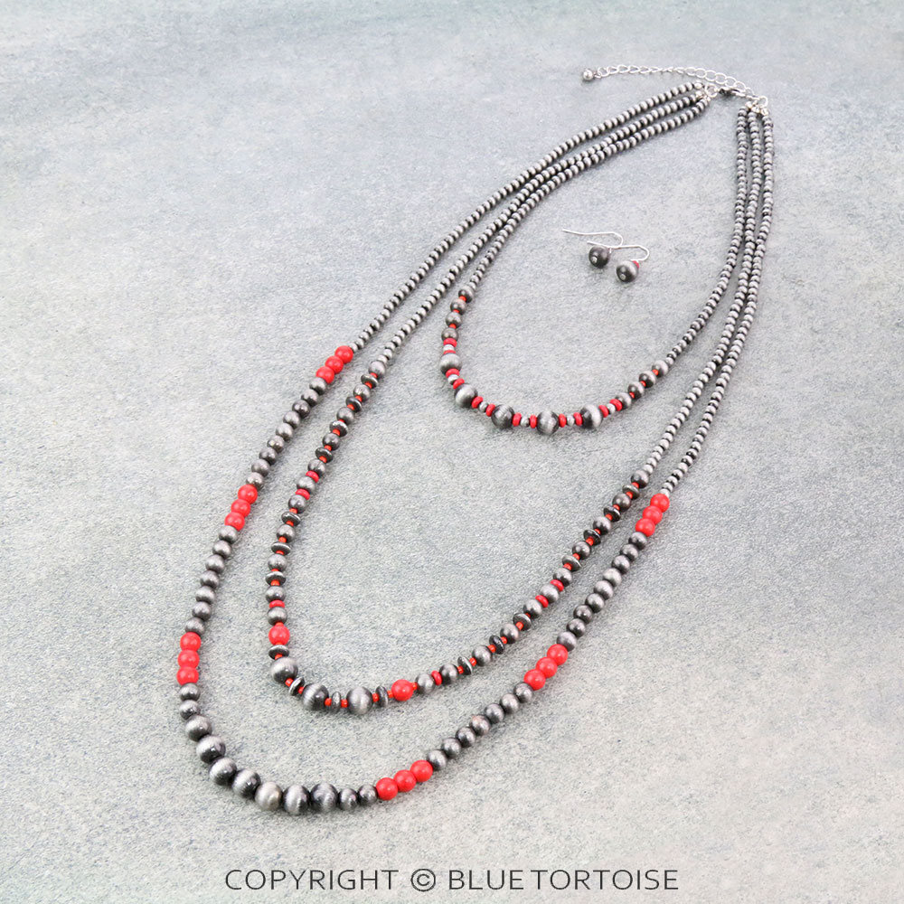 Multi Layered Navajo Style Pearl Necklace Set