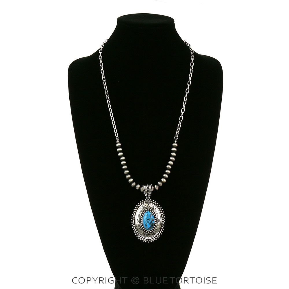 Western Concho Stone Pendant Necklace - Image 2