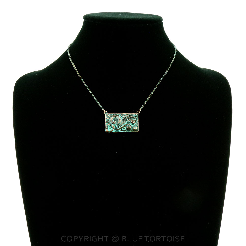 Flower Casting Rectangle Necklace - Image 2