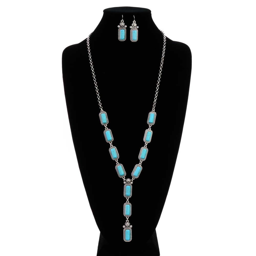 Western Design Stone Y Necklace Set - Image 2