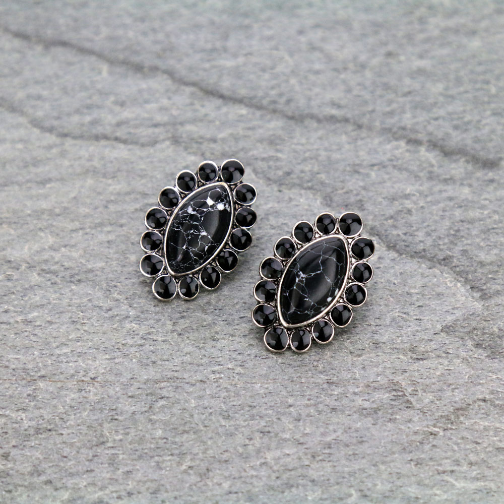Concho Stone Stud Earrings