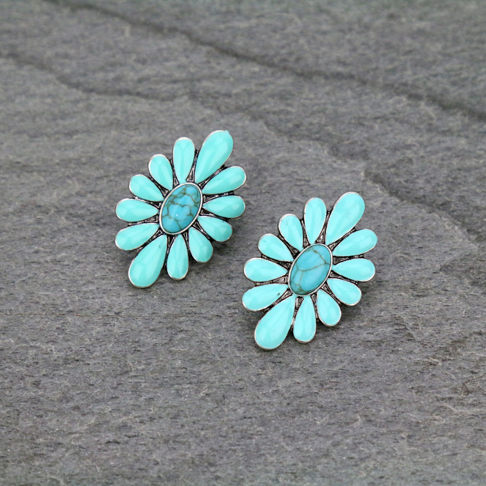 Concho Stone Stud Earrings
