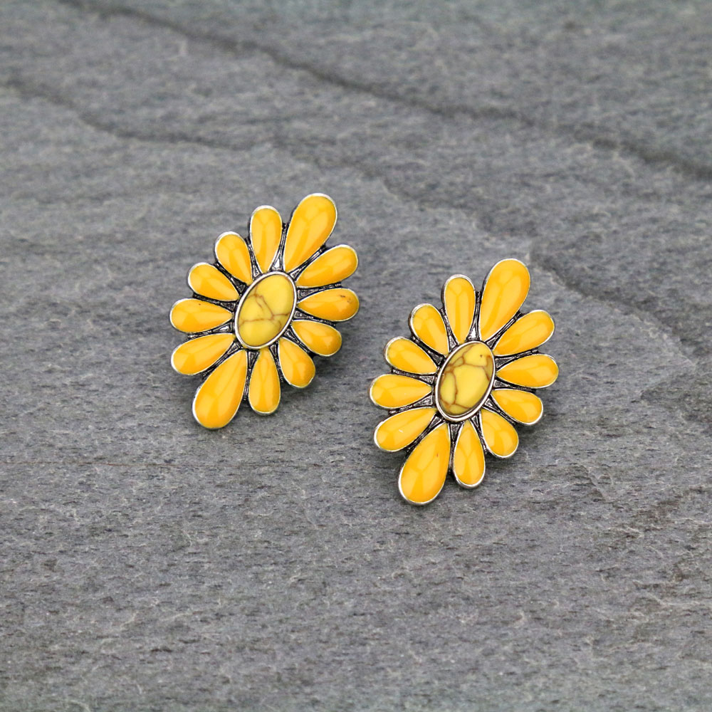 Concho Stone Stud Earrings