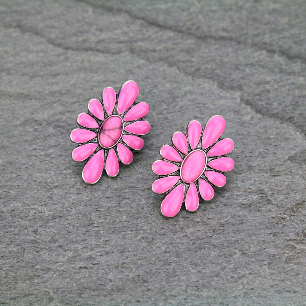 Concho Stone Stud Earrings