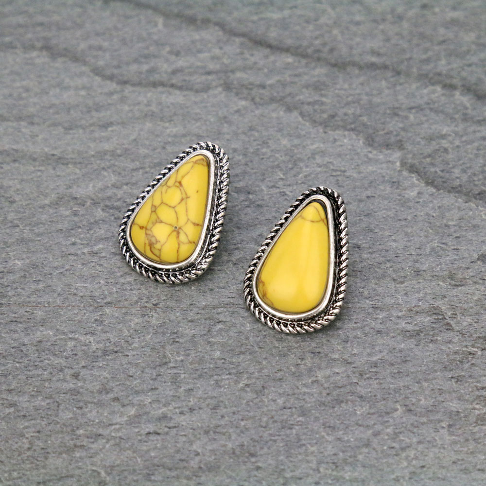 Teardrop Stone Stud Earrings