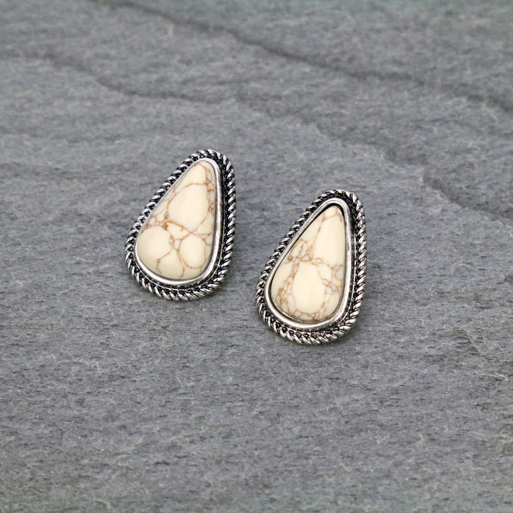 Teardrop Stone Stud Earrings