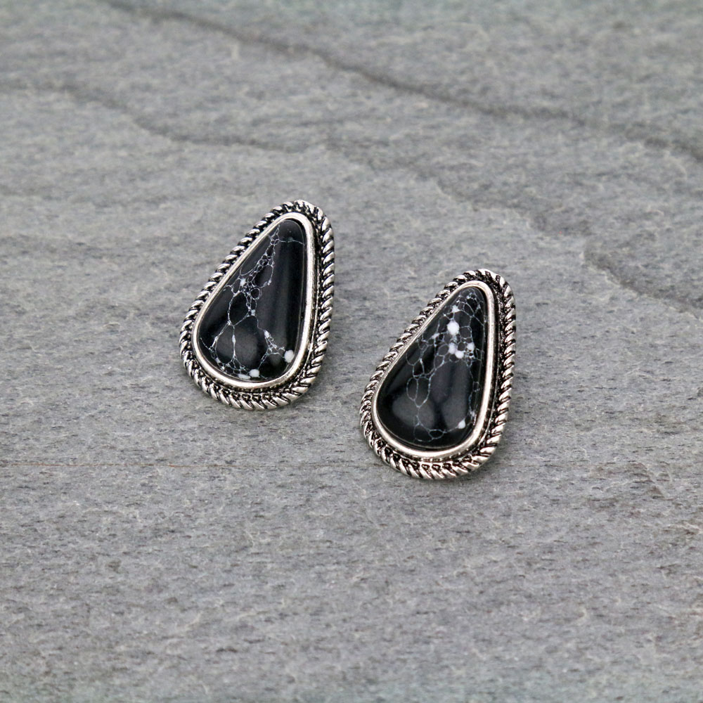 Teardrop Stone Stud Earrings