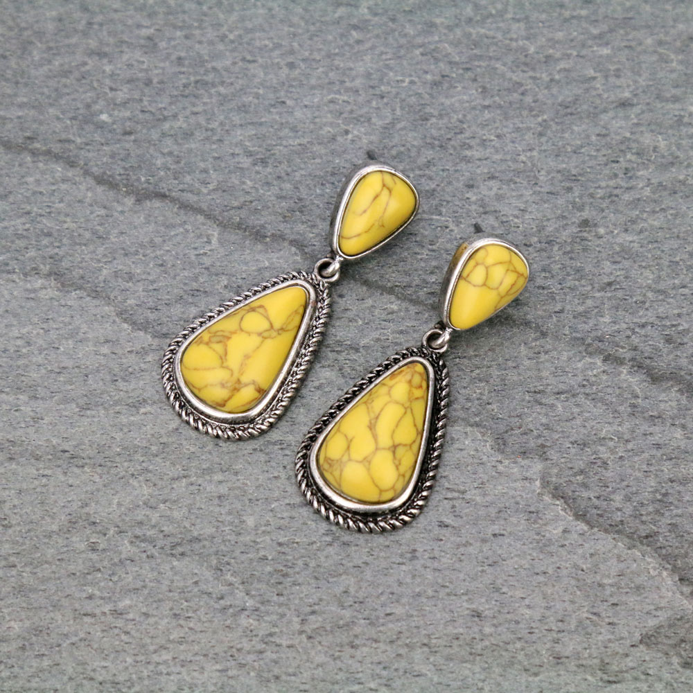 Teardrop Stone Stud Earrings