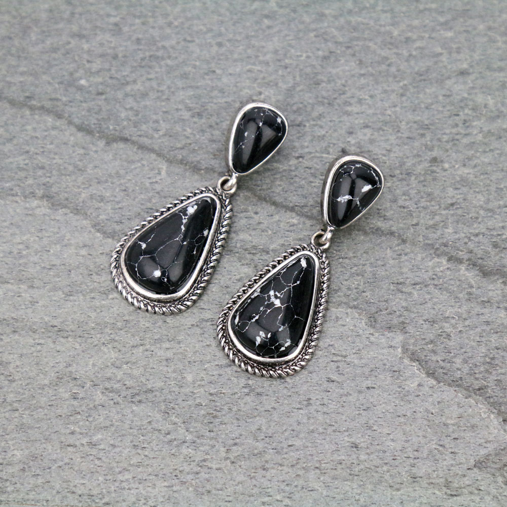 Teardrop Stone Stud Earrings