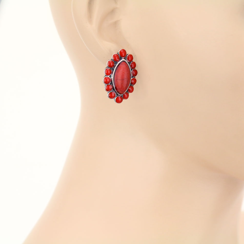 Concho Stone Stud Earrings - Image 2