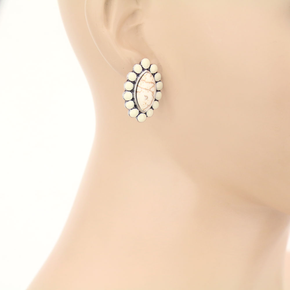 Concho Stone Stud Earrings - Image 2