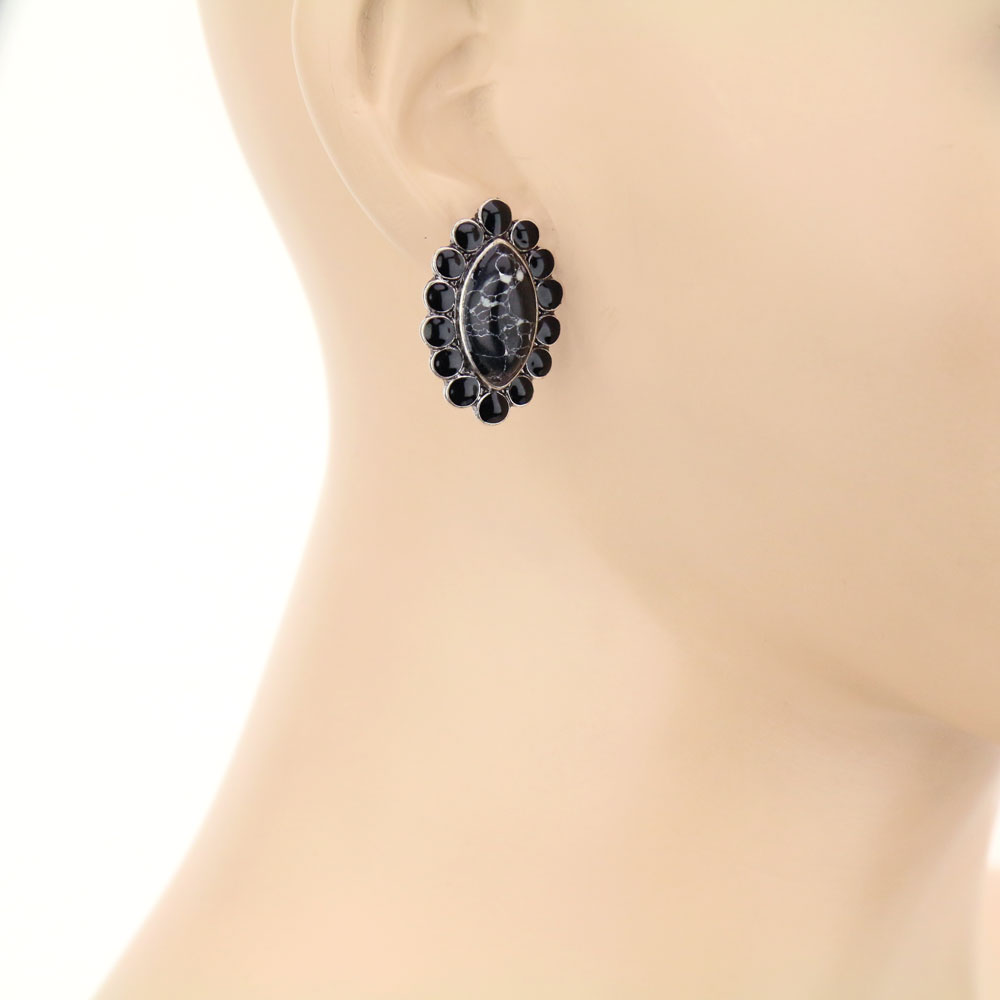 Concho Stone Stud Earrings - Image 2