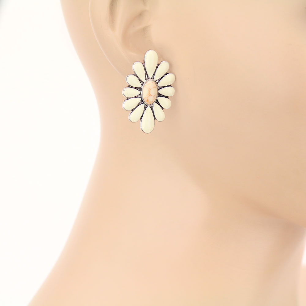 Concho Stone Stud Earrings - Image 2