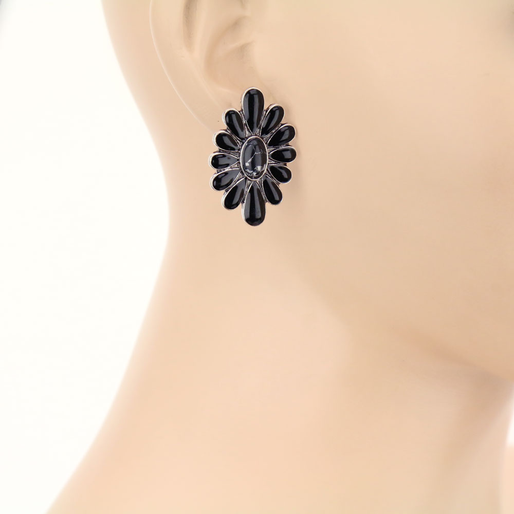Concho Stone Stud Earrings - Image 2