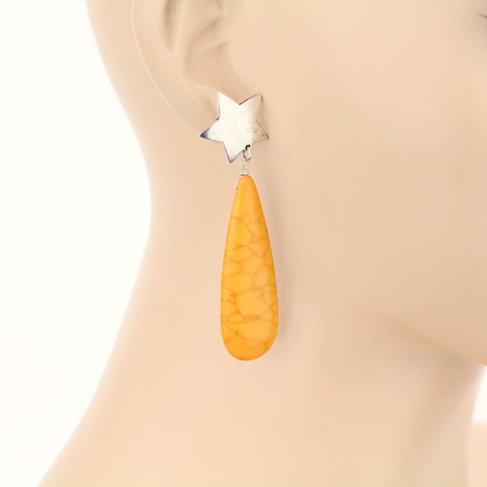 Star with Stone Stud Earrings - Image 2